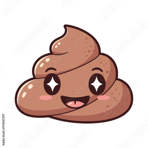 Cute Poop Emoji – Funny Cartoon, Smiley, Kawaii, Humor Vector Illustration