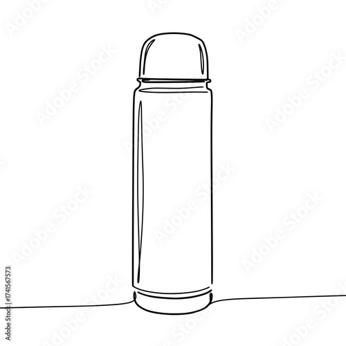 Simple thermos bottle in minimalist line art design  