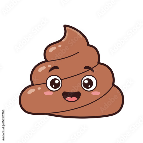 Cute Poop Emoji – Funny Cartoon, Smiley, Kawaii, Humor Vector Illustration