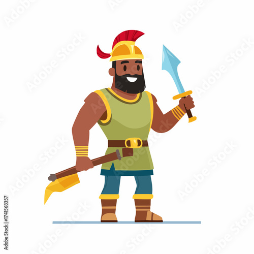 Strong warrior character with transparent background