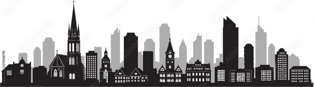 Obraz premium City skyline silhouette on white background