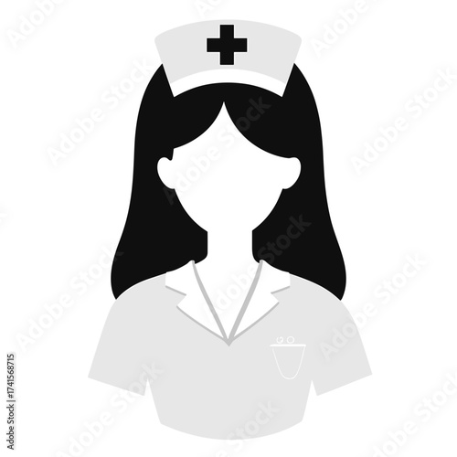 Nurse icon in black and white on white background