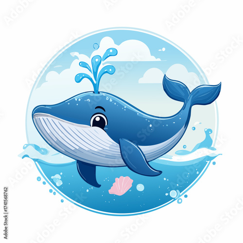 ute baby Majestic whale swims 