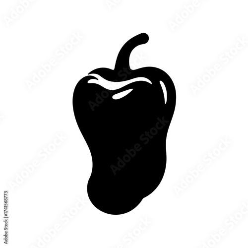 Bell pepper silhouette on white background