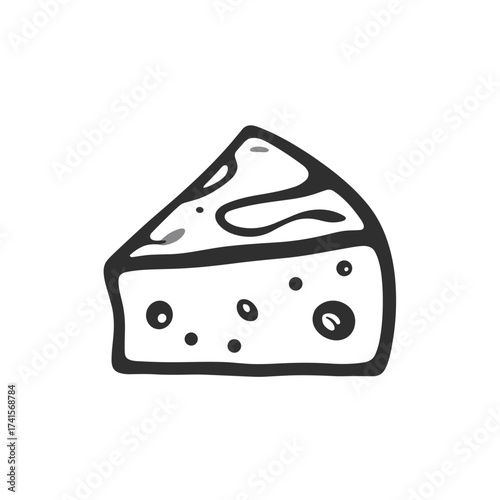 Cartoon cheese slice on white background