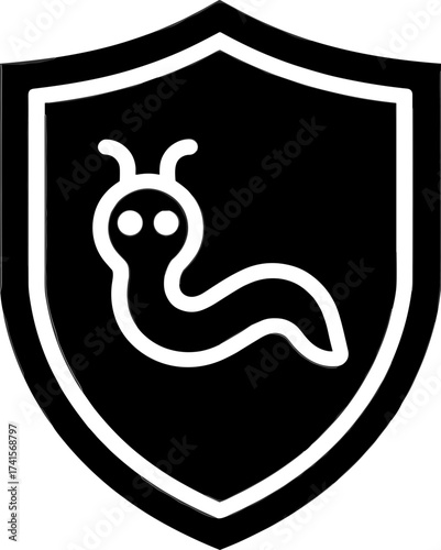 Iconic worm symbol on black background