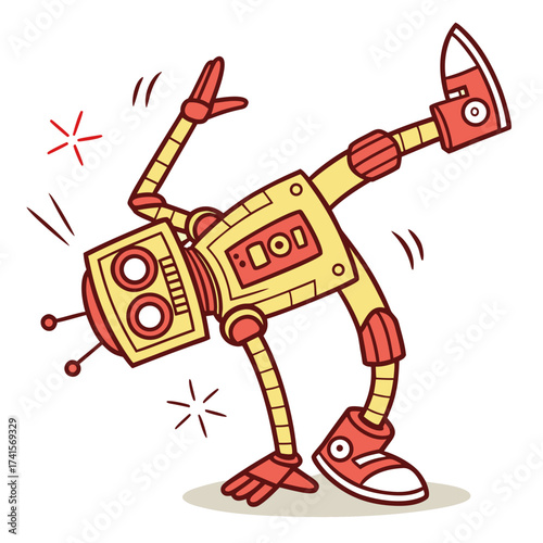 Illustration of a dancing robot