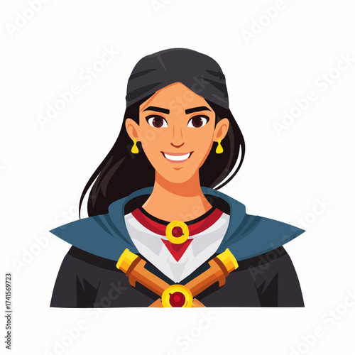 Female character in fantasy attire with transparent background