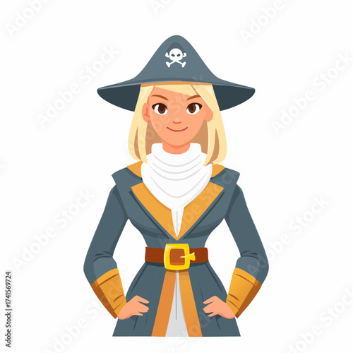 Female pirate character with transparent background