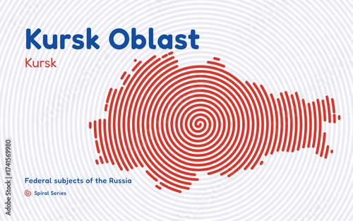 Kursk Oblast map, Russia. Spiral pattern centered in Kursk, the regional capital