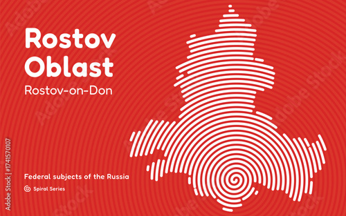 Rostov Oblast map, Russia. Spiral pattern with center in Rostov-on-Don.