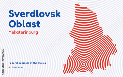 Sverdlovsk Oblast map, Russia. Spiral pattern with center in Yekaterinburg.