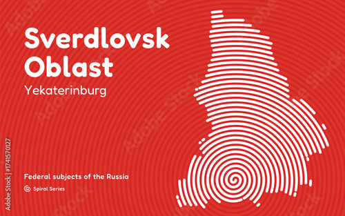 Sverdlovsk Oblast map, Russia. Spiral pattern with center in Yekaterinburg.