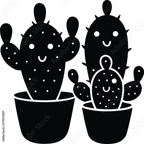 Beautifully isolated cactus plant in a blue pot is a spring decoration in nature