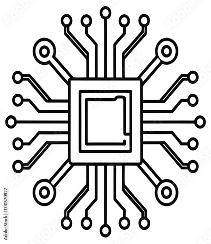 Simplified Microchip Circuitry Design A Visual Representation of Processing Power