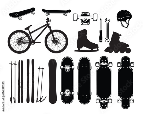 set of bicycle icons and sport 