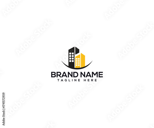 Architectural Icon: A sleek logo depicting two modern high-rise buildings, symbolizing innovation and urban development.