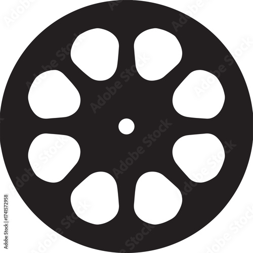 Black Classic Film Reel Silhouette Vector