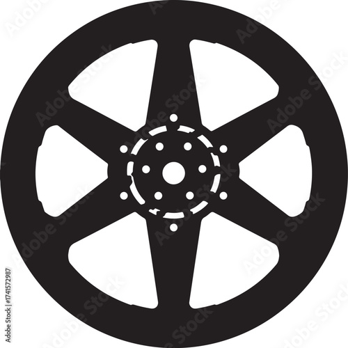 Black Classic Film Reel Silhouette Vector
