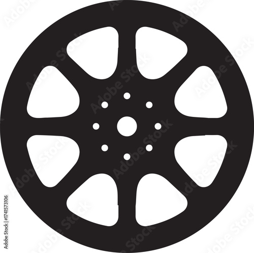 Black Classic Film Reel Silhouette Vector