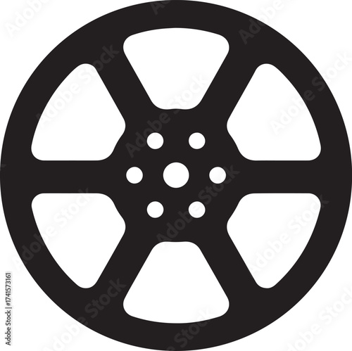 Black Classic Film Reel Silhouette Vector