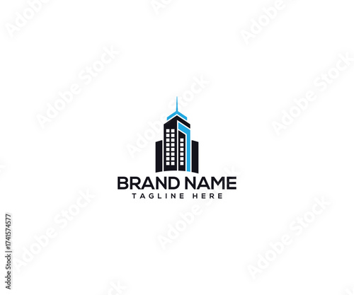 Cityscape Symbol: A modern, minimalist symbol representing a skyscraper, embodying the essence of a metropolitan landscape. Capturing the core elements of an urban environment