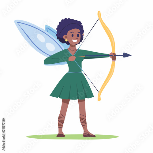 Fantasy fairy archer with transparent background