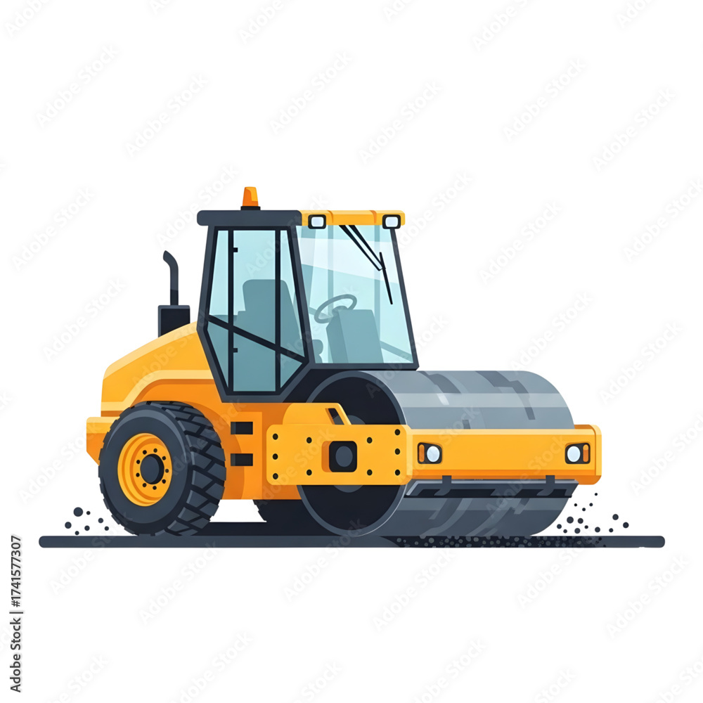 Fototapeta premium Road Roller Compacting Asphalt