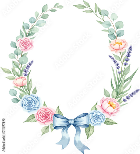 vector, illustration, round bouquet with various colored ribbons, background, poster,