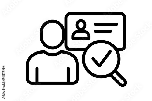 KYC, Know Your Customer line icon. Identity verification and authentication process. Personal data and profile information check for business and financial security compliance.