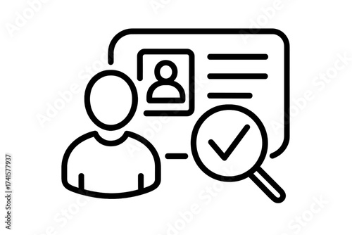 KYC Know Your Customer vector line icon. Identity verification, client profile check, and personal information authentication concept. Financial compliance and AML security symbol.