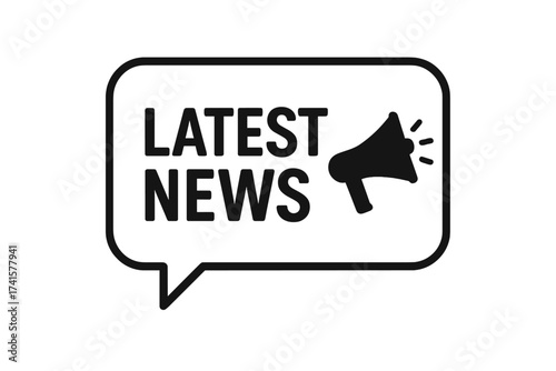 Latest news speech bubble with megaphone icon. Breaking news announcement symbol. Loudspeaker for promotion and marketing. Business communication and information alert vector.