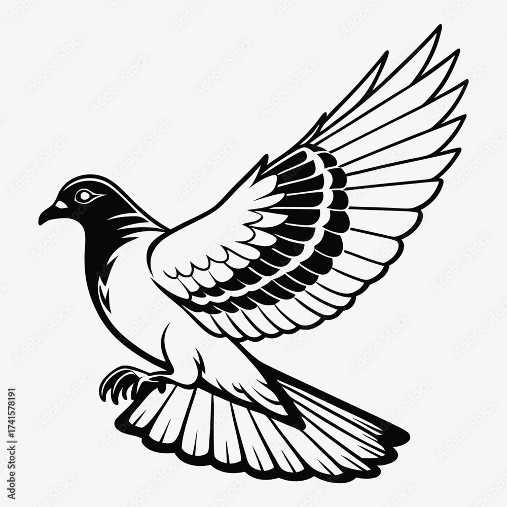 Obraz premium Pigeon line art White background illustration Generative Ai 