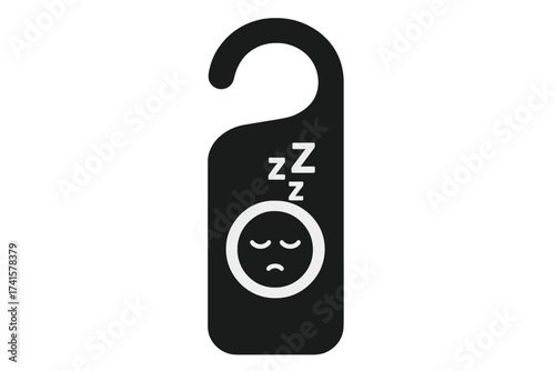 Please Do Not Disturb Hotel Room Door Hanging Sign Vector Illustration with Sleeping Face and Privacy Symbol for Quiet Stay and Rest