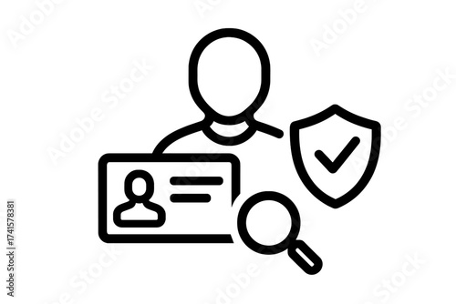 KYC Know Your Customer vector icon. Profile identity verification symbol. Personal information authentication concept. Data protection, security check and financial compliance.