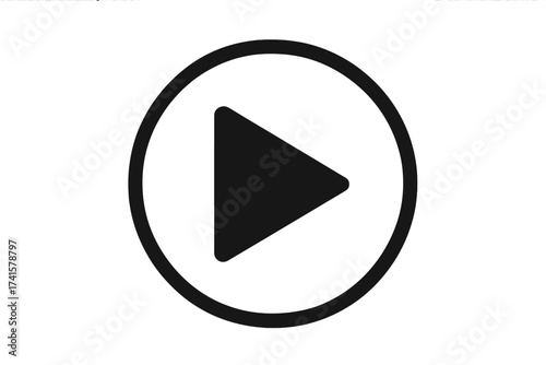 Play button icon vector, video play symbol in circle frame, multimedia control button, media interface illustration, digital play symbol with transparent background