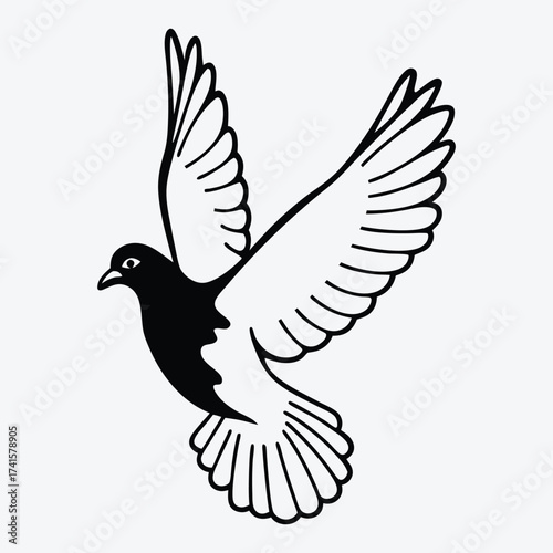 Pigeon line art White background illustration Generative Ai
