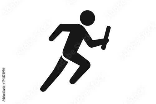 Relay baton icon vector with athlete running, sport concept illustration, dynamic runner silhouette, track and field relay race symbol, transparent background