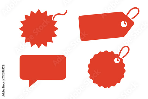 Red special offer tag set vector illustration with transparent background, promotional sale price tags, price labels, price badges, retail marketing, discount tags collection