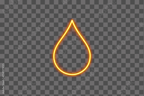 Liquid drop light trail icon with a glowing neon light effect