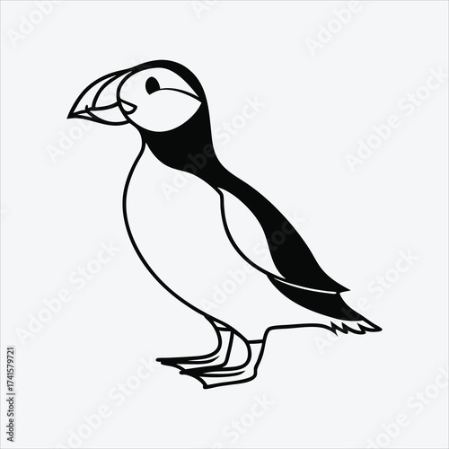 Puffin line art White background illustration Generative Ai