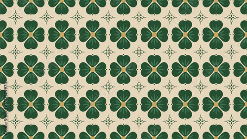 Stunning clover pattern for St Patrick's Day celebrations with a vintage flair perfect for backgrounds, invitations, and festive designs