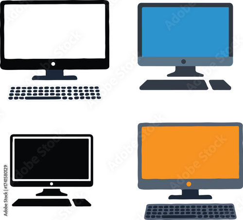 Modern computer desktop setup with two monitors and keyboard for office or home use