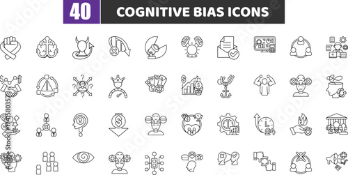 Cognitive Bias Icons Set - Psychology and Decision Making Vector Collection