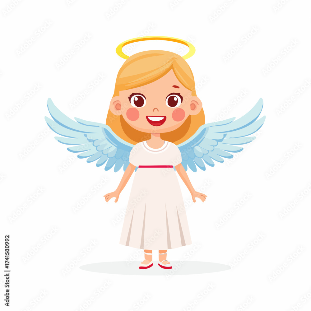 Fototapeta premium Little angel girl with transparent background