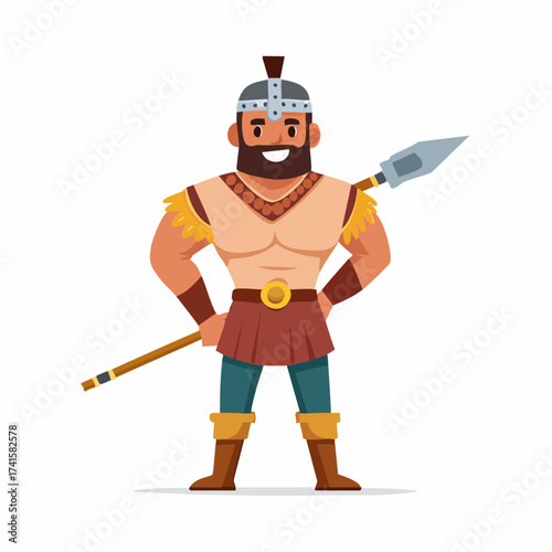 Strong warrior with spear and helmet