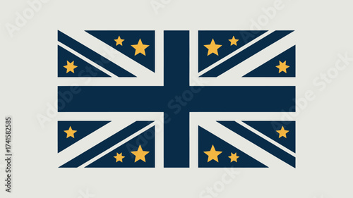 Unique modern stylized flag design with bright stars perfect for innovative branding or global campaigns needing a fresh, contemporary look and feel