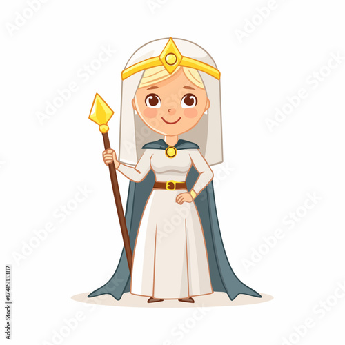 Fantasy queen character with scepter and crown