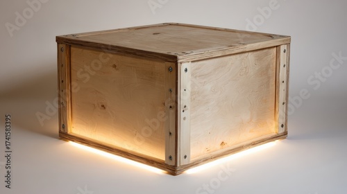Modern wooden box with led lighting for home decor and storage