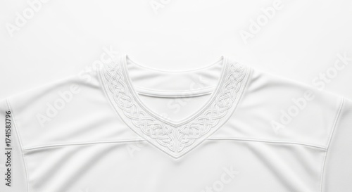 Elegant white blouse with intricate neckline detail